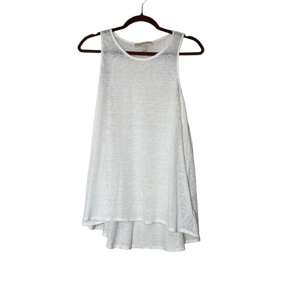 Michael Kors Women's White Linen Sleeveless High-Low Tank Top Size S